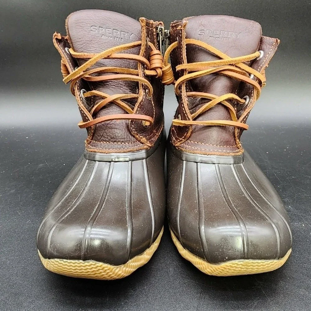 Sperry Brown Saltwater Duck Boot Womens 6M Rain Snow Winter All Weather‎ Preppy